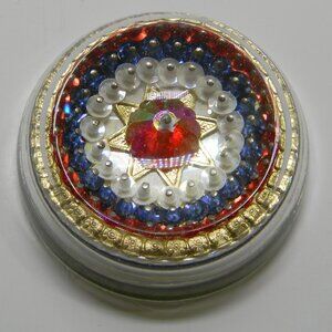Vintage Handmade Patriotic Paperweight Decor Red White Blue Americana